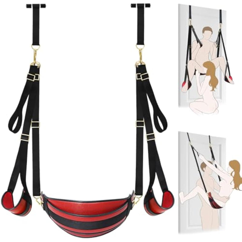Sex Swing Door Bdsm Bondage Thigh Restraints With Adjustable Sex Straps Hardware Buckle Leather Soft Plush Kinky Adult Sex Toys For Men Women Couples