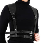 Men's Vintage Leather Body Harness with Adjustable Buckle Strap for Couples Costume