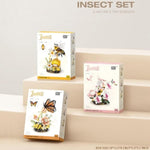 Insect Flower Building Blocks Set with Science Card, Colorful Construction Building Bricks Toy