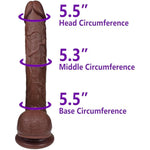 The Woodsman By - Realistic Dual Density Silicone Dildo, 8.5 Inch Insertable, 1.75 Inch Max Width (Dark Skin)