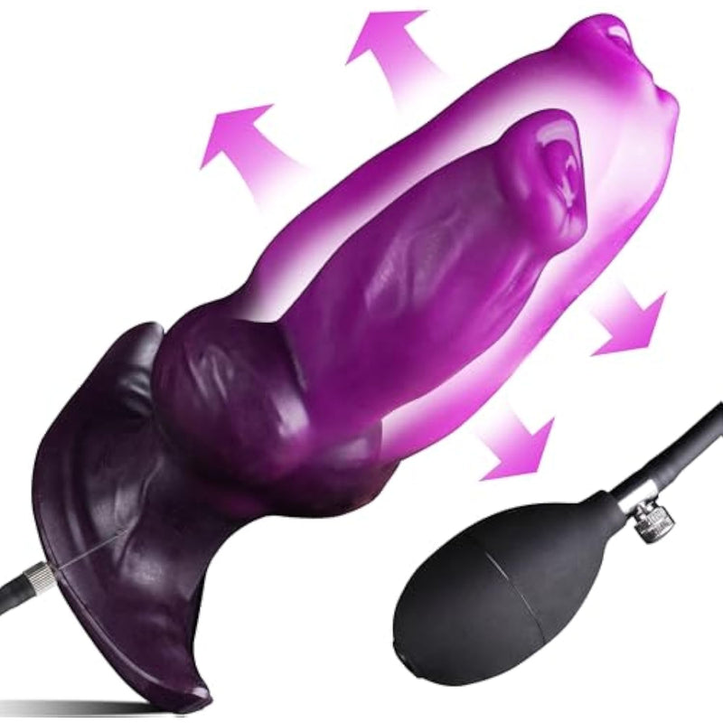 Inflatable Butt Plug Knot Large Buttplug, Huge Anal Inflatable Dildo Silicone Wearable Butt Plug With Safe T-Base, Fantasy Monster Dildo Anal Trainer Stretcher Dilators, Adult Toy For Men Gay Women