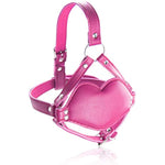 Leather Bondage With Silicone Dildo Mouth Gag Adjustable Head Bdsm Fetish Slave Restraints Stimulating For Men Women Couple(Pink)