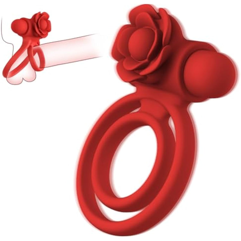 Rose Penis Ring Sex Toy For Man Pleasure Penis Ring Vibrator Couples Adult Sex Toys For Men Women, 10 Vibrations Male Couple Sex Toy Clitoris Vibrator, Cock Rings Vibrators For Men