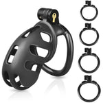 Chastity Cage Cock Cage, Male Chastity Device With 4 Sizes Of Rings, 3D Printed Lightweight Resin Male Chastity Cage Hidden Lock Penis Cage Bondage Gear & Accessories Abstinence And Exercise Black