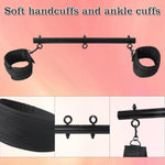 Restraints Bondage Detachable Spreader Bar Sex Toys, Adjustable Bdsm Bondages With Soft Feather Handcuffs & Ankle Cuffs, Adult Toys Fetish Expandable Sm Kits For Couples & Sm(Black)