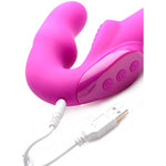 Evoke Rechargeable Vibrating Silicone Strapless Strap On, Pink