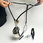 Male Chastity Belt Stainless Steel Invisible Underwear Belt Lockable Pants Light All -Inclusive With Penis Cage For Aldult Man (Black, 60-90Cm)