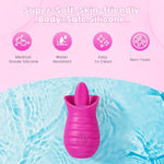 Clitoral Licking Vibrator Rose Sex Toy For Women, 2 In 1 Clitoral Nipple Stimulator With 10 Tongue Licking & 10 Vibrating Modes, Female Adult Sex Toys Anal Clit G Spot Vibrators For Sexual Pleasure