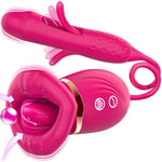 Vibrator Dildo Women Sex Toys - Mouth Rose Sex Toy Flapping G-Spot Vibrators With 10 Tongue Licking, Suction & Vibrations, Sucking Vibrator For Clit Nipple Anal Stimulation For Women Couples