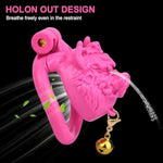 Wearable Monster-Shaped Resin Chastity Device With Bell, Waterproof, Ergonomic, 3-Color Options, 5-Size Rings, And Mini Lock - Discreet And Secure (Frrk-3147, Pink)