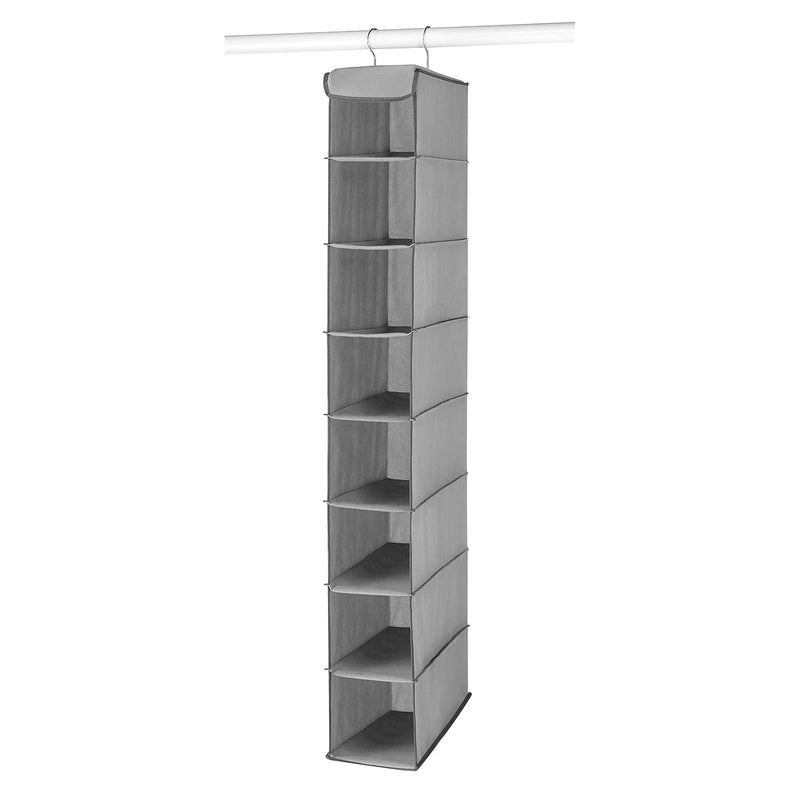 Hanging Shoe Shelves - 8 Section - Closet Organizer - Grey