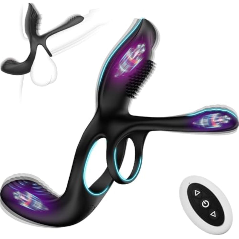 Vibrator For Couple, 3 In 1 Vibrating Cock Ring With 10 Modes, Men'S Penis Rings Vibrators, Perineum Mens Vibrator, G Spot, Clitorals Stimulator For Women, Sex Novelties, Adult Sex Toys & Games