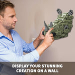 Rhino Head Nature Wall Art Building Toy Set for Living Room Decor and Home Office
