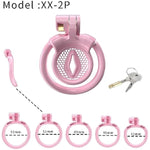 Negative Pink Chastity Cage Small For Men Sissy Flat Chastity Device Lock Design Plastic Penis Cage For Men Bdsm Penis Cage Sex Toys For Couples (Pink,Flat-B)