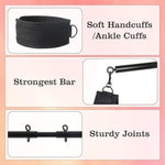Restraints Bondage Detachable Spreader Bar Sex Toys, Adjustable Bdsm Bondages With Soft Feather Handcuffs & Ankle Cuffs, Adult Toys Fetish Expandable Sm Kits For Couples & Sm(Black)