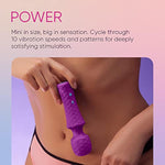 Mini Ultra Wand Vibrator Sex Toy - Travel-Size Silicone Adult Toy With Flexible Head & Internal Vibration Dampener To Prevent Hand Vibrating - 10 Patterns, Boost Mode, 100% Waterproof (Mini, Purple)