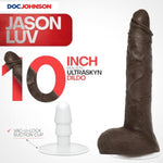 Doc Johnson Signature Series - Jason Luv - 10 Inch Realistic ULTRASKYN Dildo with Removable Vac-U-Lock Suction Cup - F-Machine & Harness Compatible - for Adults Only, Chocolate