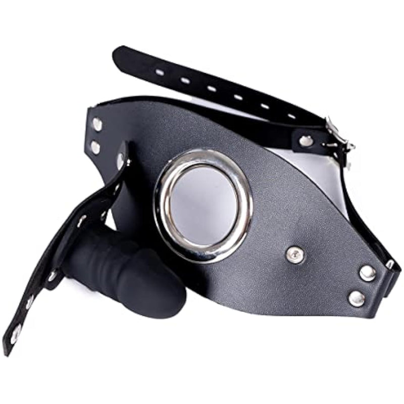 Strap-On Leather Mouth Masks Restraint Dildo Adult Sex Bondage Mouth Gags Bdsm Toys (Length: 10 Cm)