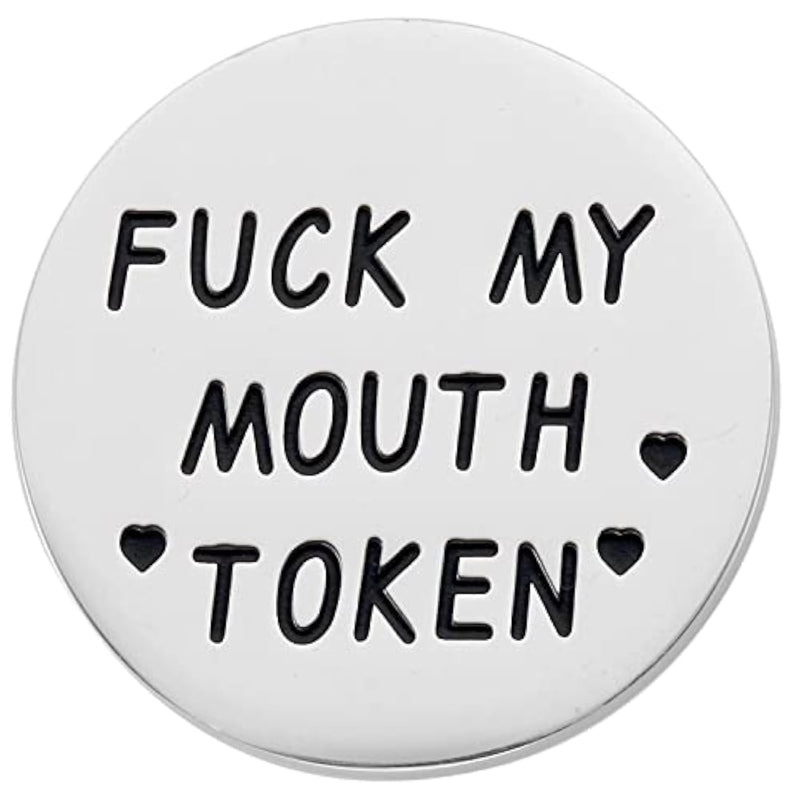 Funny Valentine's Day Gift for Him: Engraved 'Fuck My Mouth' Token