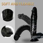 12" Realistic Dildo For Beginners With Strong Suction Cup Lifelike Dual Layer Dildo For G-Spot Stimulation Female Masturbating Dildos Vaginal Anal Thrusting Adult Sex Toys For Women Couples Black
