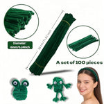 Dark Green Chenille Stems for DIY Crafts and Decorations, 100 Pieces, 6mm x 12 Inch