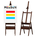 H-Frame Artist Easel with Storage Drawer, Adjustable Beech Wood Stand, Walnut