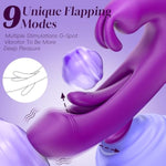 Flapping Rabbit Vibrator Dildo Sex Toys For Women, 3 In 1 G Spot Stimulator With 9 Rabbit Vibration And 9 Tongue Licking Modes, Rechargeable Adult Toy For Clitoral Nipple Play