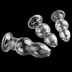 Crystal Calabash Shape Transparent Anal Plug Peephole Clear Hollow Glass Butt Plug Sex Toy(L)