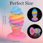 Glowing Realistic Dildo, Big Anal Plug Silicone Anal Dildo With Strong Suction Cup, Luminous Large Butt Plug Trainer Massager Colorful Sm Sex Toys For Adult Beginner & Women (L)