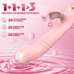 Thrusting Rabbit Vibrator, Female Sex Toys With 10 Thrusting & Vibrating Modes, Low Noise Thrusting Dildo Vibrators For Women, Anal Dildo Vibrators Waterproof Adult Toys, Pink