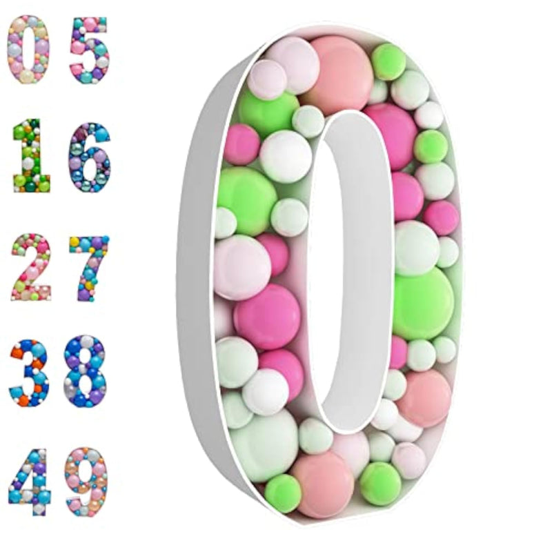 3 FT Number 0 Mosaic Balloon Frame Kit for Birthday & Baby Shower Decor