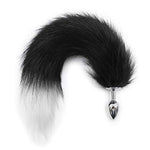 Sexy Fox Tail Cosplay Anal Butt Plug, Faux Fur Tail Stainless Steel Anal But Plug, Adult Games Sm Anal Sex Toys For Begainners Women Men Couples (White With Black)