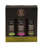 Hemp Seed Massage and Body Oil Gift Set, 2 oz, Naked in the Woods, Skinny Dip & Guavalava Scents