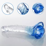 Realistic Jelly Dildo With Suction Cup, Transparent G-Spot Dildo For Female Vaginal Stimulator Male Prostate Massage (Translucent Semi Blue)