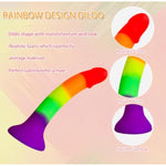 8.6 Liquid Silicone Realistic Dildo For Vaginal And Anal Sex,Adult Sex Toy G-Spot Prostate Orgasm?Smooth Rainbow Fake Penis No Balls?Strong Suction Cup Compatible Strap-On Harness