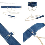 Bdsm Bondage Kit For Couples Denim Blue Bondage Restraints Set With Handcuffs, Ankle Cuffs, Collar, Blindfold, Paddle & Mouth Gag Adult Bondage Gear For Beginners & Advanced, Sex Toys For Couples