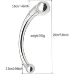 Stainless Steel Curved Dual Ended Dildo, G-Spot P-Spot Stimulator For Anal Play Prostate Massage (Metal Silver)