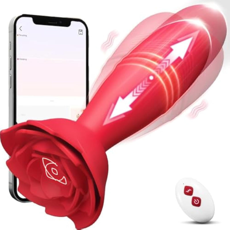 Thrusting Anal Plug Vibrator Male Prostate Massager Buttplug with 9 Vibrating & 9 Thrusting Modes APP Remote Control Adult Sex Toys for Men Couples G-Spot Anal Stimulation.