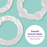 Triple Cock Ring Set - Stretchy Textured Penis Rings - Beginner Friendly & Waterproof - 3 Pack - Clear