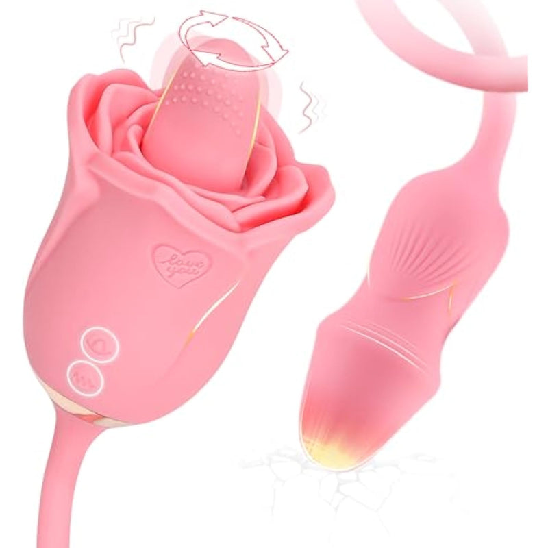 Vibrator Adult Sex Toys For Women,3 In1 Rose Clitoral Stimulator For Adult Toys With 360 Tongue Rotating And Dildo Vibrator,Couple Sex Toys,Sexual Pleasure Tools For Women