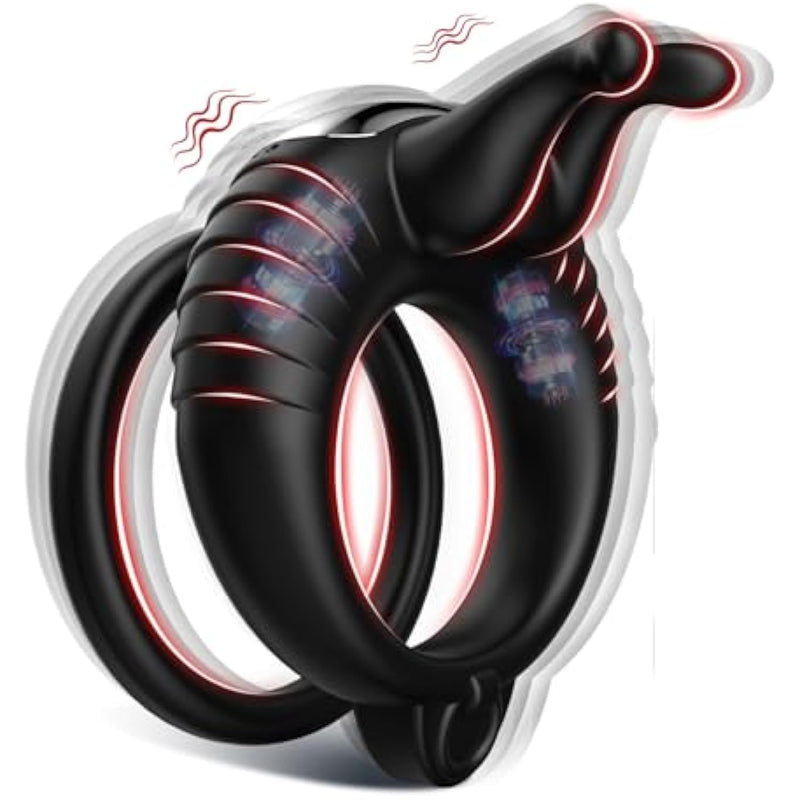 Male Vibrating Cock Ring Vibrator Sex Toys With Remote Control, Double Penis Ring Trainer Vibrator Sex Toys For Couples With 10 Vibrations Modes For Couples Pleasure, Clitoral Stimulator For Women