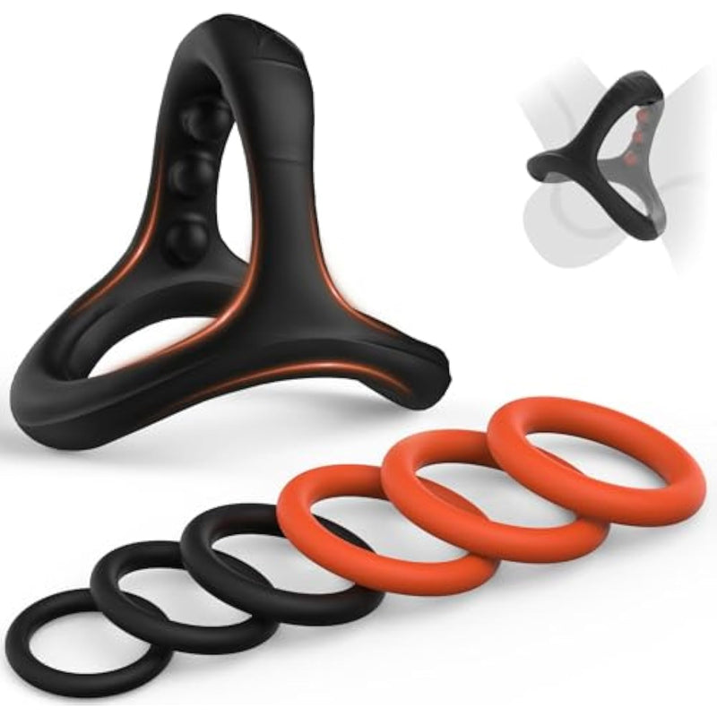 Silicone Cock Ring Sex Toys For Men Penis Rings Set With 7 Different Sizes For Erection Enhancing, Long Lasting Stronger Strechy Adult Toys For Men Or Couple (Orange)