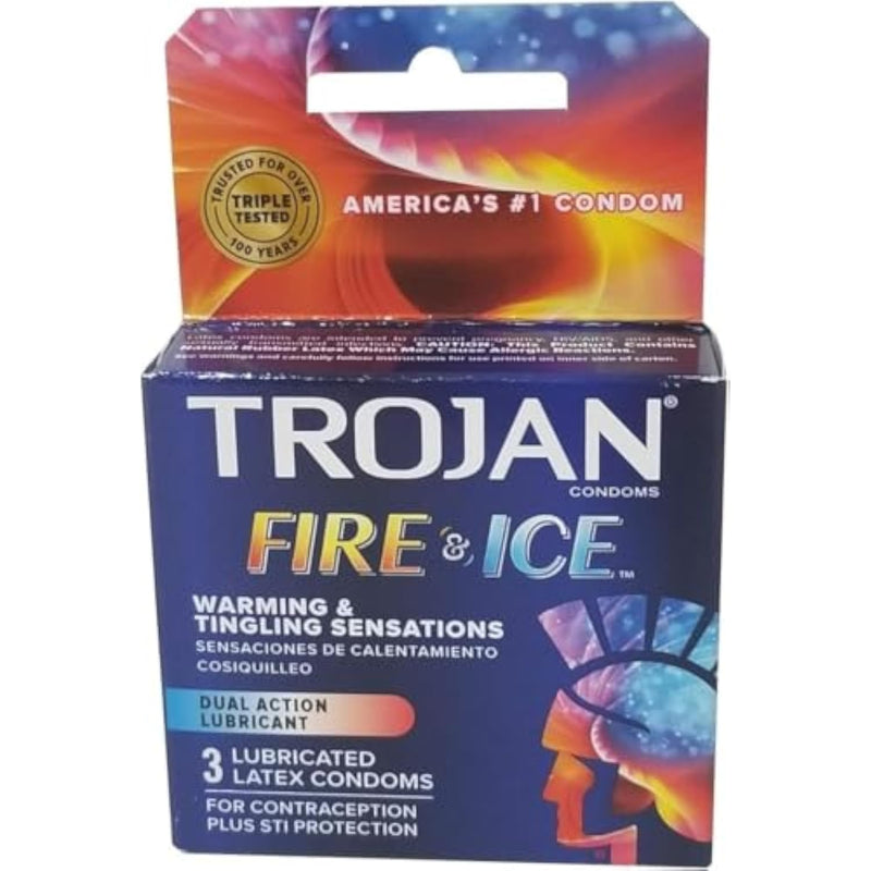 Trojan FIRE & ICE Condoms with Dual Action Lubricant, 18 Count