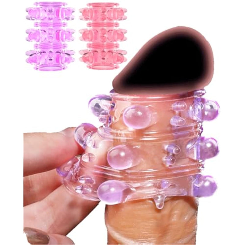 2 Pcs Silicone Penis Sleeve Girth Enhancer Sleeve,With Large Particles For Men Erection Penis Enlarger,Cock Rings For Men Delay Ejaculation,Vagina Toy For Couples Sex Adult Sex Toys For Couples