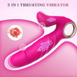 Thrusting Vibrator Dildo For Women - Adult Sex Toys For Clitoral G Spot Stimulation With 10 Vibrating & 5 Thrusting Modes, Realistic Rabbit Vibrators For Couples Sex Machine, Pink