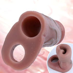 Realistic Penis Sleeve For Men Reusable Silicone Thickened Testicle Cock Ring Delay Ejaculation Enlarger Extender Male Couples Adult Sex Toys (S)