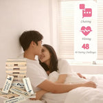Lust Tower,48 Pcs Couple Game Blocks, Wooden Valentine Tumbling Tower Stacking Blocks, Fun Date Night Activities,Adults Date Night Anniversary Party Game - 1 Set