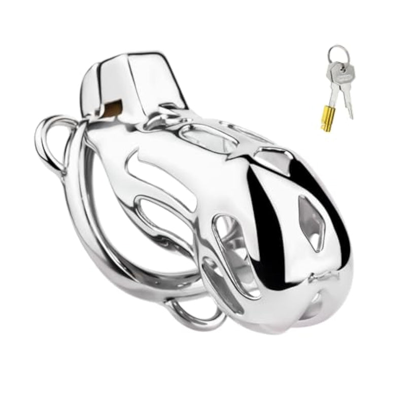 Male Chastity Device Cock Cage With Belt Metal Chastity Cage With Invisible Lock And 2 Keys For Man Penis Restraints Sex Toys Stainless Steel Penis Cage Breathable And Comfortable (2.0In,A)