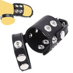 Bdsm Cock Ring Set Leather Testicle Toys Adjustable Bondage Gear Accessories With Chastity Cage Strap Belt Crusher Cbt Extender Restraints Sex Penis Male Belts Kinky For Intense Sensual Play