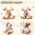 9.8" Light-Up Plush Cow Toy, Soft Brown & White Glowing Cow Stuffed Animal, Night Companion For Kids, Cute Bedroom Decor, Birthday For Boys Girls Friends